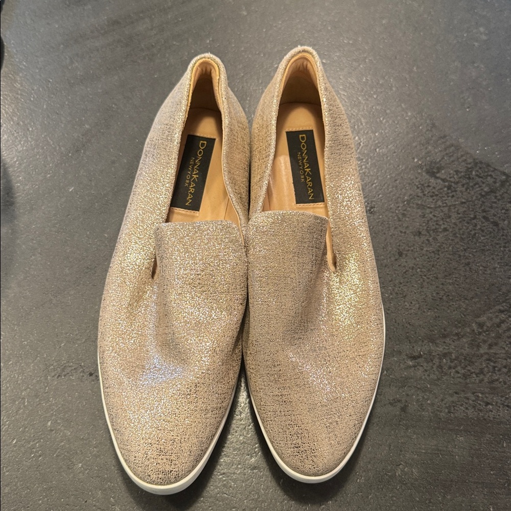 Donna Karan Shimmering Gold Slip-Ons